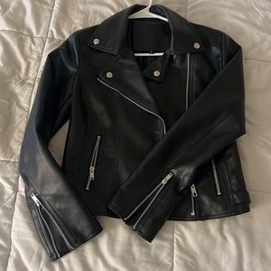 motorcycle style faux leather jacket size S for women